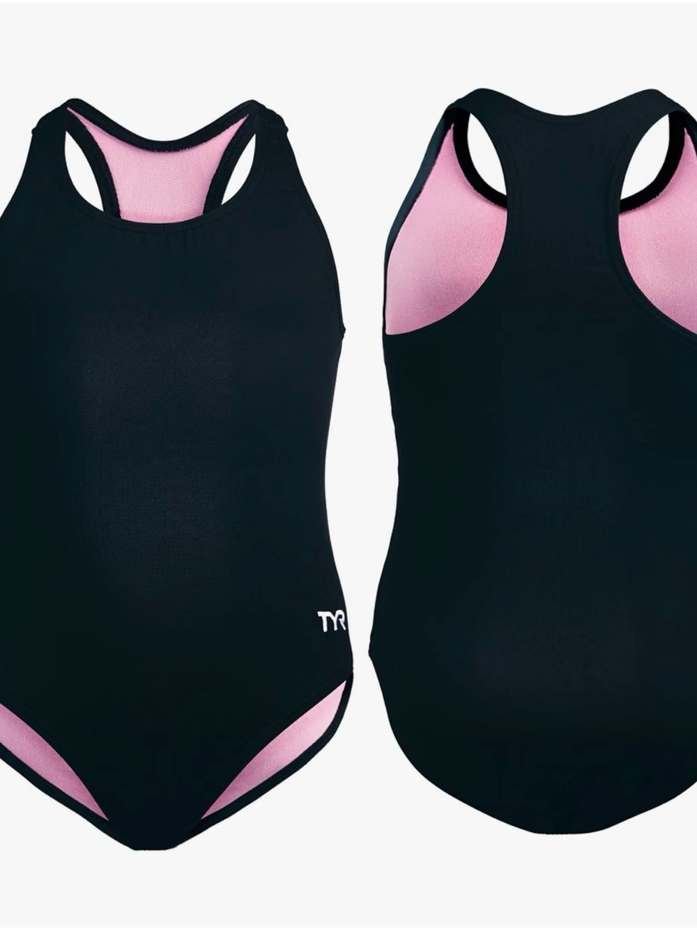 TYR Black One-Piece Swimsuit with Pink Accents